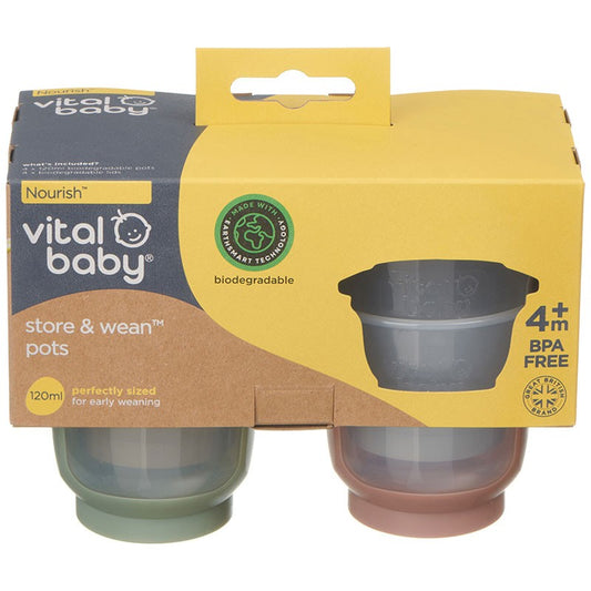 Vital Baby, Nourish Store & Wean Pots 120ml 4pk - Natural