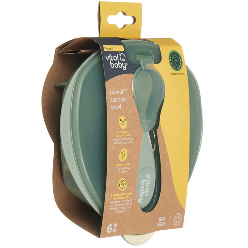 Vital Baby, Nourish Power Suction Bowl- Natural Moss, Available in Different Colors