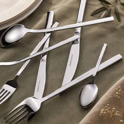 Karaca Elegance Nil Platinum 84-Piece Cutlery Set for 12 People, 153.03.08.4554