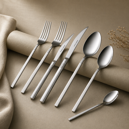 Karaca Elegance Nil Platinum 84-Piece Cutlery Set for 12 People, 153.03.08.4554