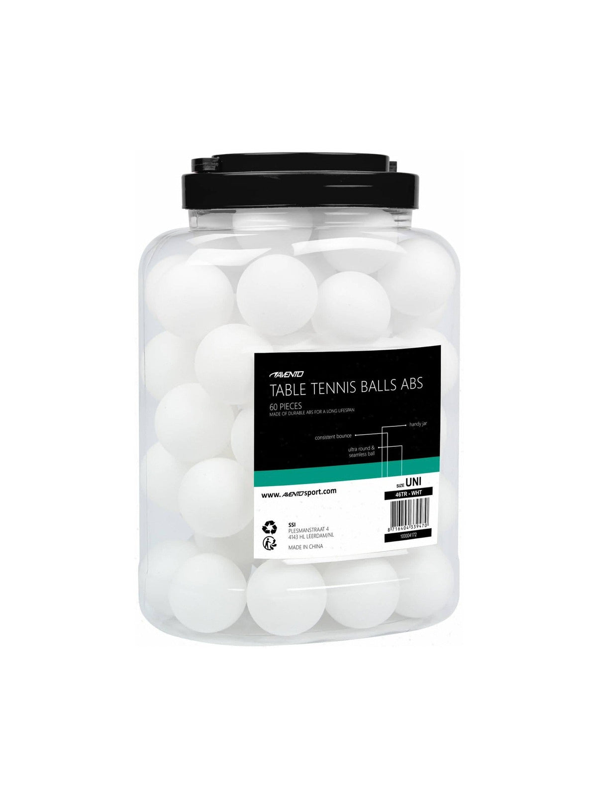 AVENTO TABLE TENNIS BALLS ABS IN JAR 60 PIECES