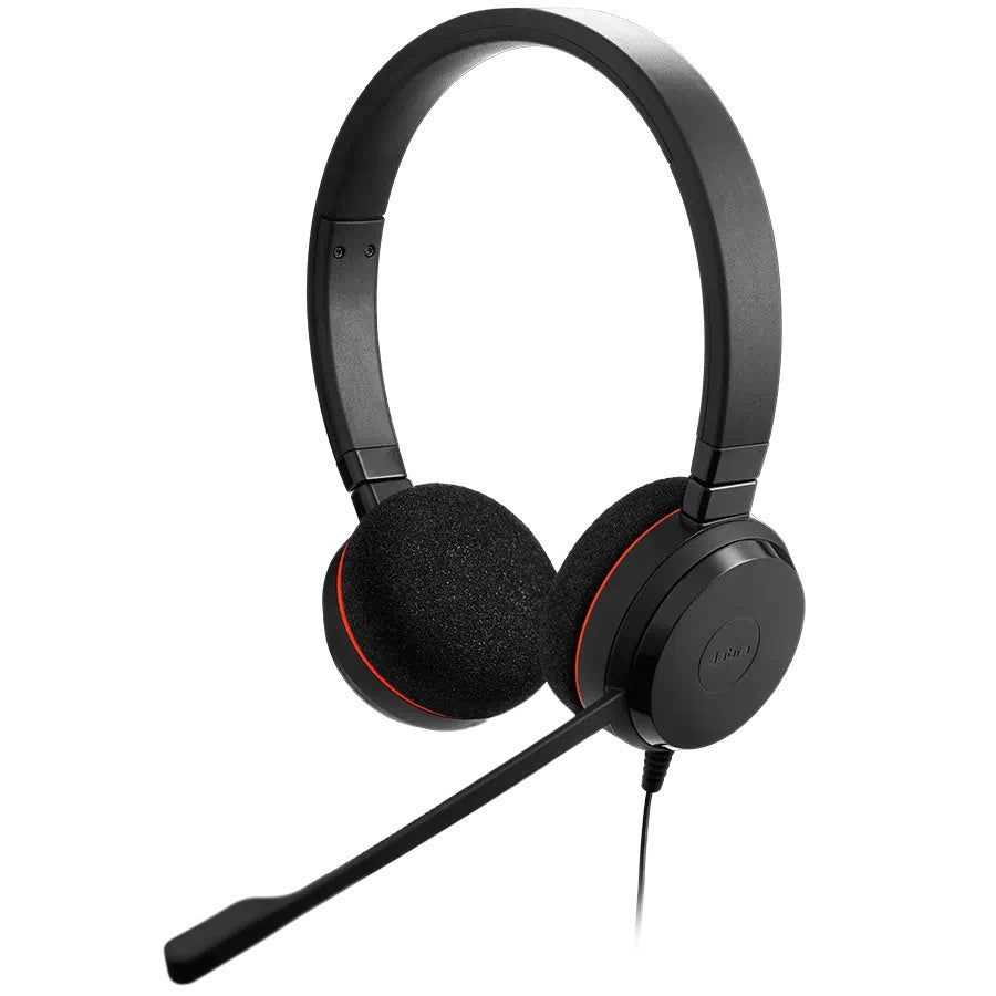 Jabra, Evolve 20 MS Stereo USB-A Corded Headphones for Music & Voice, Wired Headphones for VoIP Softphone with Passive Noise Cancellation - USB-Cable with Controller - foam earcushion, Black
