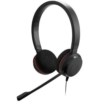 Jabra, Evolve 20 MS Stereo USB-A Corded Headphones for Music & Voice, Wired Headphones for VoIP Softphone with Passive Noise Cancellation - USB-Cable with Controller - foam earcushion, Black