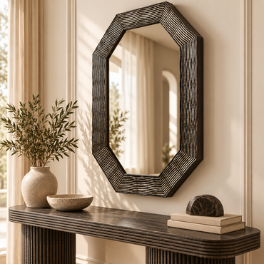 Noir Octagonal Statement Wall Mirror | QC5198