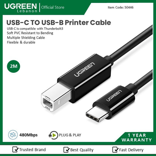 Ugreen, Cable Printer Usb-C 2Meter Super Speed, Flexible & Durable Ugreen Us241 - 50446