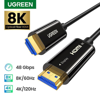 Ugreen, 8K Hdmi 2.1 Male To Male Fiber Optic Cable, Premium Quality, Durable Design & Excellent Flexibility Ugreen Hd141 - 50400 - 50500