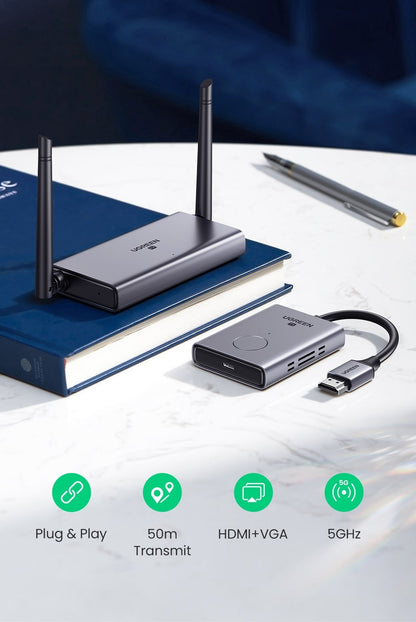 Ugreen, Hdmi Wireless Extender,  50 Meters Long Distance,   Hdmi & Vga-Receiver Ugreen Cm506 - 50633A