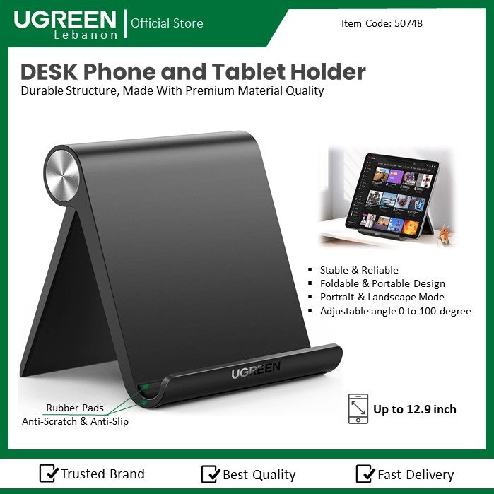 Ugreen, Multi-Angle Phone And Tablet Stand & Foldable Holder, High Quality (Black) Ugreen Lp115 - 50748