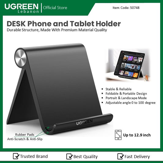 Ugreen, Multi-Angle Phone And Tablet Stand & Foldable Holder, High Quality (Black) Ugreen Lp115 - 50748