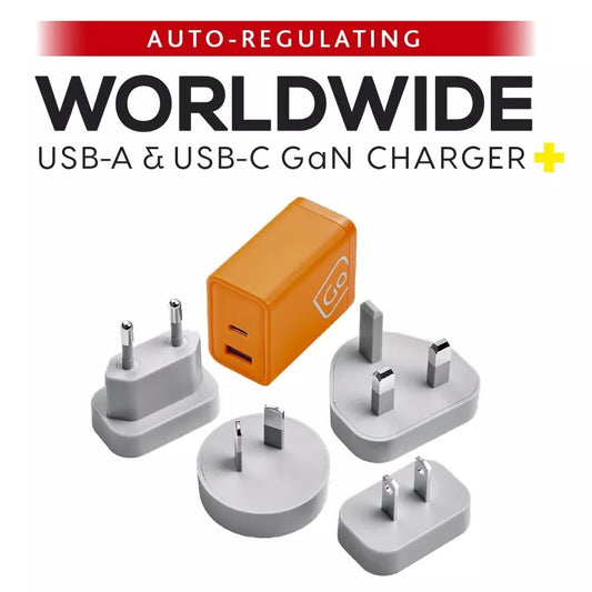Go Travel, Worldwide USB-A and USB-C Gan Charger + 65W PD