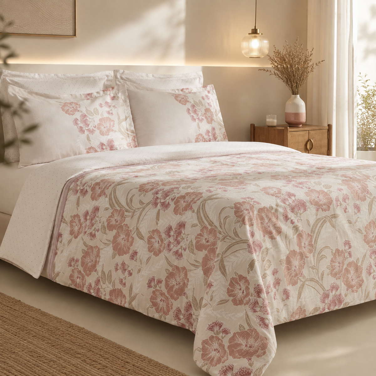 Karaca Home Tinas 100% Cotton Double Duvet Cover Set 200 x 220 cm – Baby Pink, 8680214366578