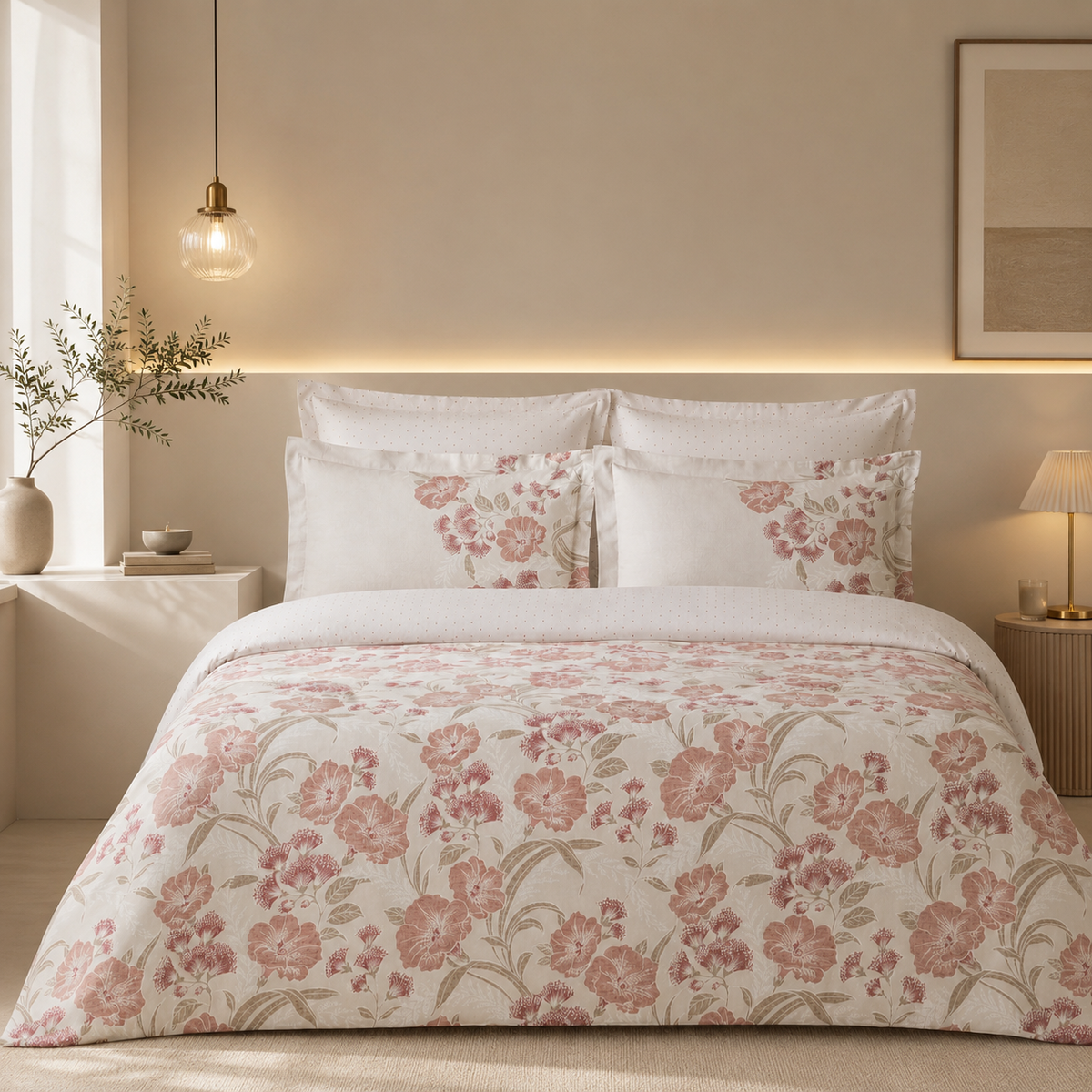 Karaca Home Tinas 100% Cotton Double Duvet Cover Set 200 x 220 cm – Baby Pink, 8680214366578