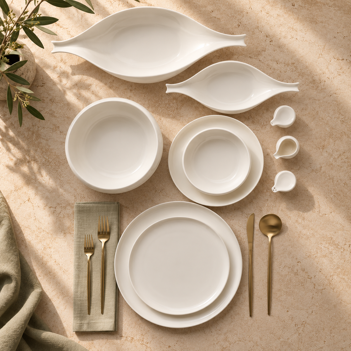 Karaca Earth Collection Clay 55-Piece Dinner Set for 12 People Red Dot Design Award-Winning Dinner Set, 8683650346579