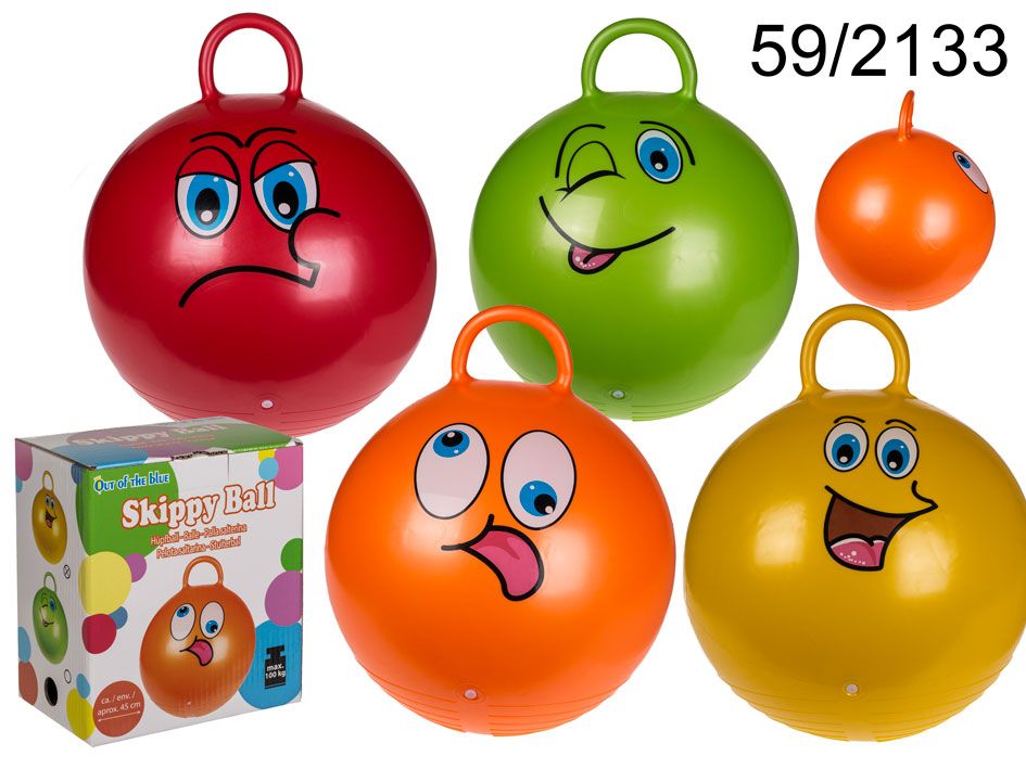 Out Of The Blue, Jumping Ball With Handle For Kids 45Cm Plastic, 59/2133, Red
