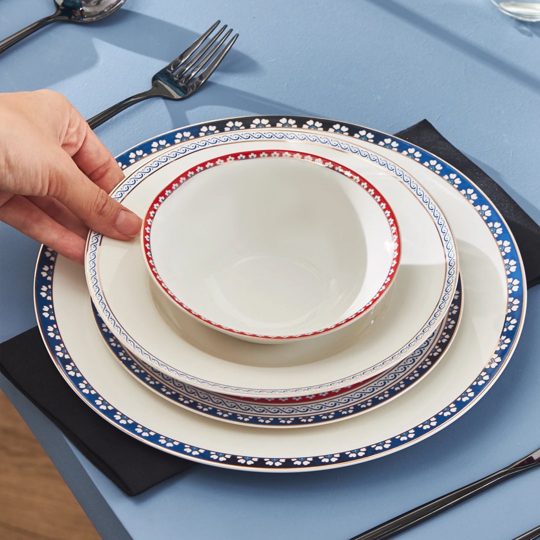 Karaca Elegance Bone Ancient Premium 24-Piece Bone Porcelain Dinner Set for 6 People - Timeless Elegant Collection, 153.09.01.1365