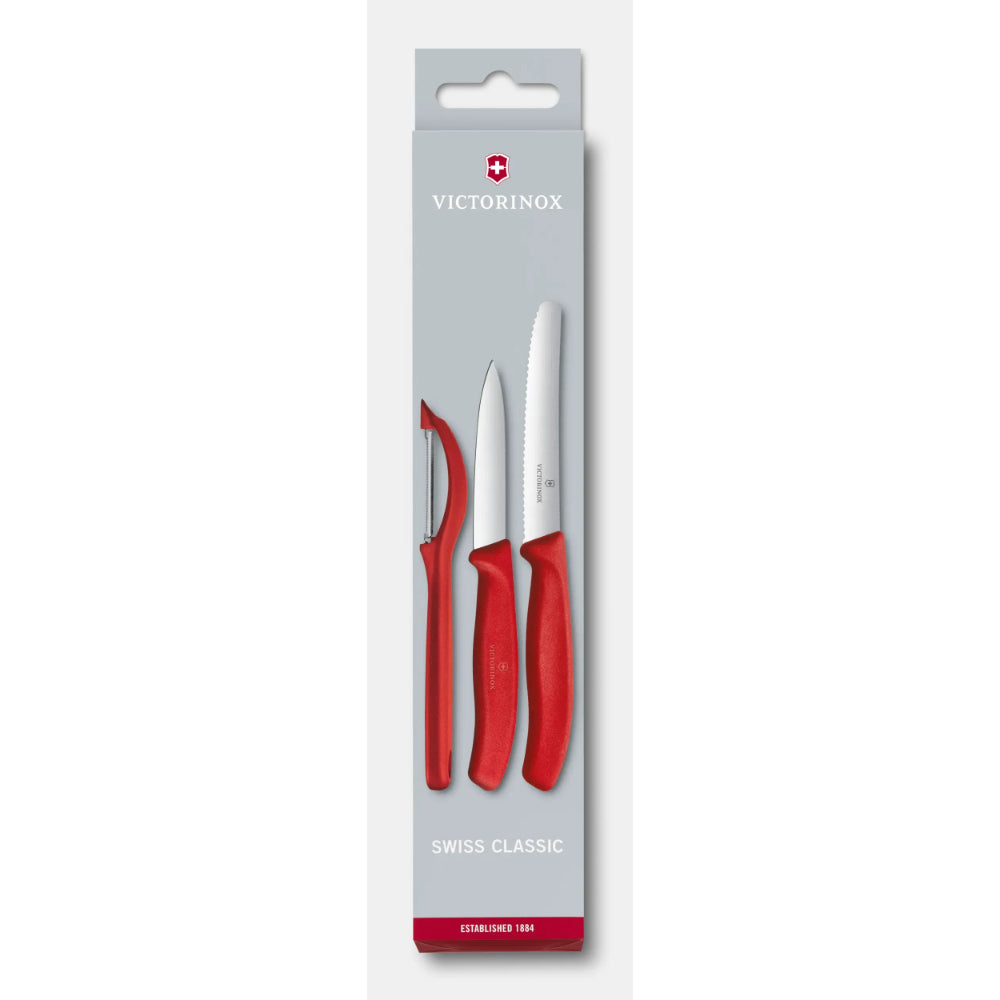 Victorinox Swiss Classic Paring Knife Set With Peeler, 3 Pieces [Red], 6.7111.31