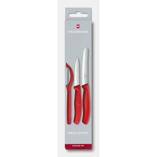 Victorinox Swiss Classic Paring Knife Set With Peeler, 3 Pieces [Red], 6.7111.31