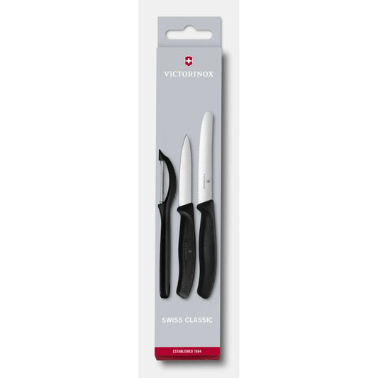 Victorinox Swiss Classic Paring Knife Set With Peeler, 3 Pieces [Black], 6.7113.31