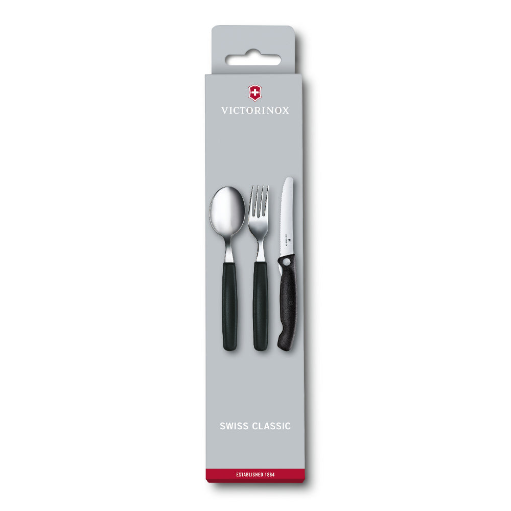 Victorinox Swiss Classic Paring Knife, Fork And Spoon Set [Black], 6.7192.F3
