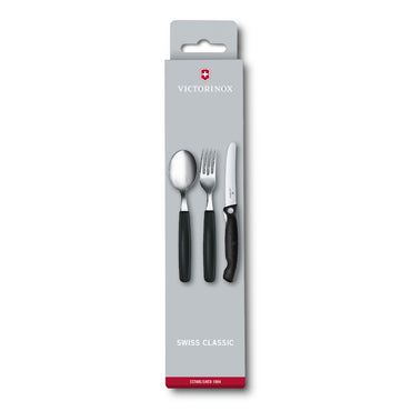 Victorinox Swiss Classic Paring Knife, Fork And Spoon Set [Black], 6.7192.F3