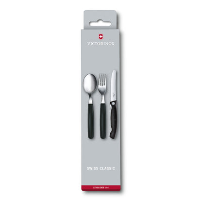 Victorinox Swiss Classic Paring Knife, Fork And Spoon Set [Black], 6.7192.F3