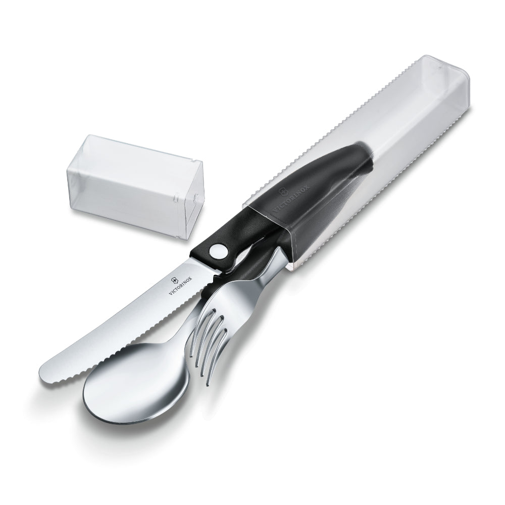 Victorinox Swiss Classic Paring Knife, Fork And Spoon Set [Black], 6.7192.F3