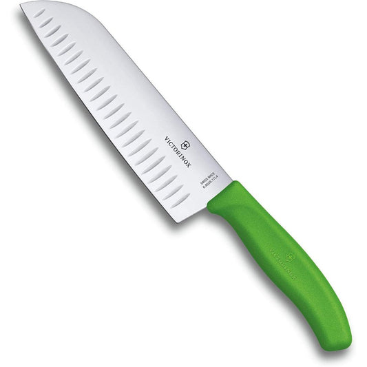 Victorinox Swiss Classic Santoku Knife, Fluted Edge [Green], 6.8526.17L4B