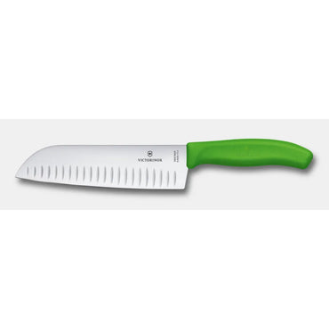 Victorinox Swiss Classic Santoku Knife, Fluted Edge [Green], 6.8526.17L4B