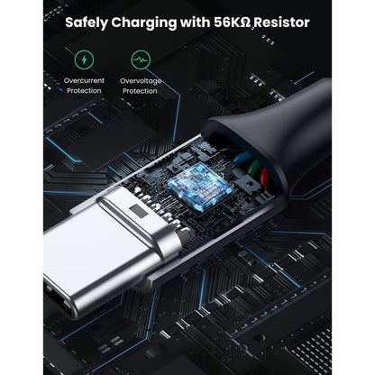 Ugreen, USB To USB-C 5V/3A Fast Cable Aluminum Braid (Black), Available in Different Sizes