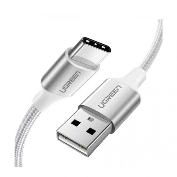 Ugreen, USB To USB-C 5V/3A Fast Cable Aluminum Braid 1.5M (White)