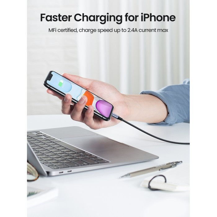 Ugreen, Mfi, Apple Certified 1.5M Cable Usb To Lightning 5V/2.4A - Nylon Braided & Aluminum Body Ugreen Us199 - 60157