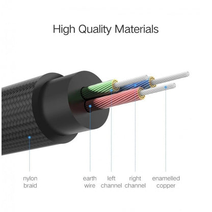 Ugreen, Hifi Aux Cable, 3.5Mm Male To 3.5Mm Male Braided Cable, Gold Plated, Metal Case, 1M