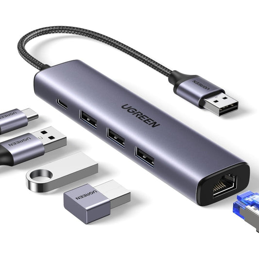 Ugreen, Usb-C To 3X Usb 3.0 Hub+ Ethernet Adapter Rj45 (1000M) Ethernet Adapter Ugreen Cm475 - 60554