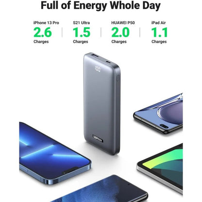 Ugreen, Dual Port 10000Mah Ultra Slim Quick Charging 20W Power Bank With Digital Display Ugreen Pb198 - 60689