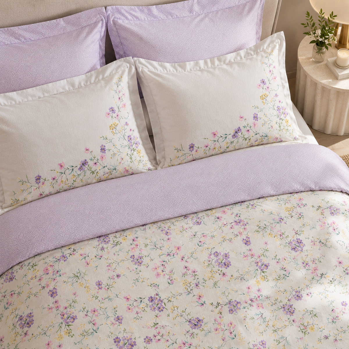 Karaca Home Eliana 100% Cotton Single Duvet Cover Set 160 x 220 cm – Lilac, 8680214416075