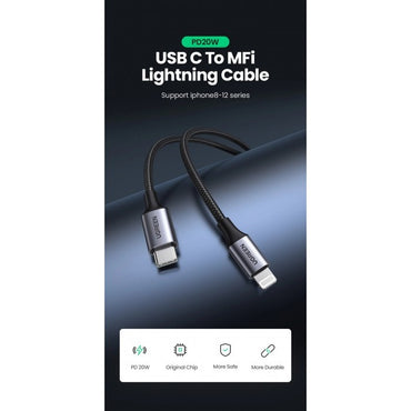 Ugreen, Mfi, Apple Certified 1M Cable Usb-C To Lightning Nylon Braided & Aluminum Body Ugreen Us304 - 60759