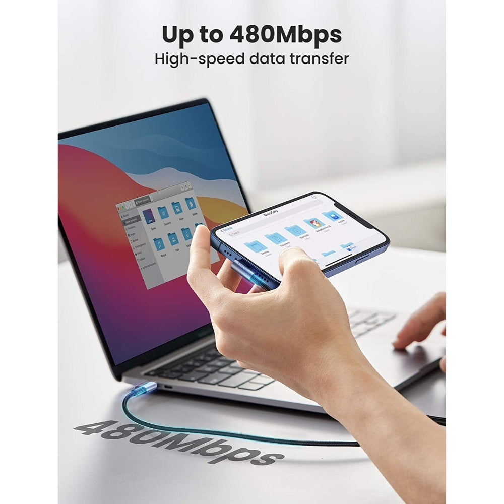 Ugreen, Mfi, Apple Certified 1.5M Cable Usb-C To Angled Lightning Nylon Braided & Aluminum Body Ugreen Us305 -60764