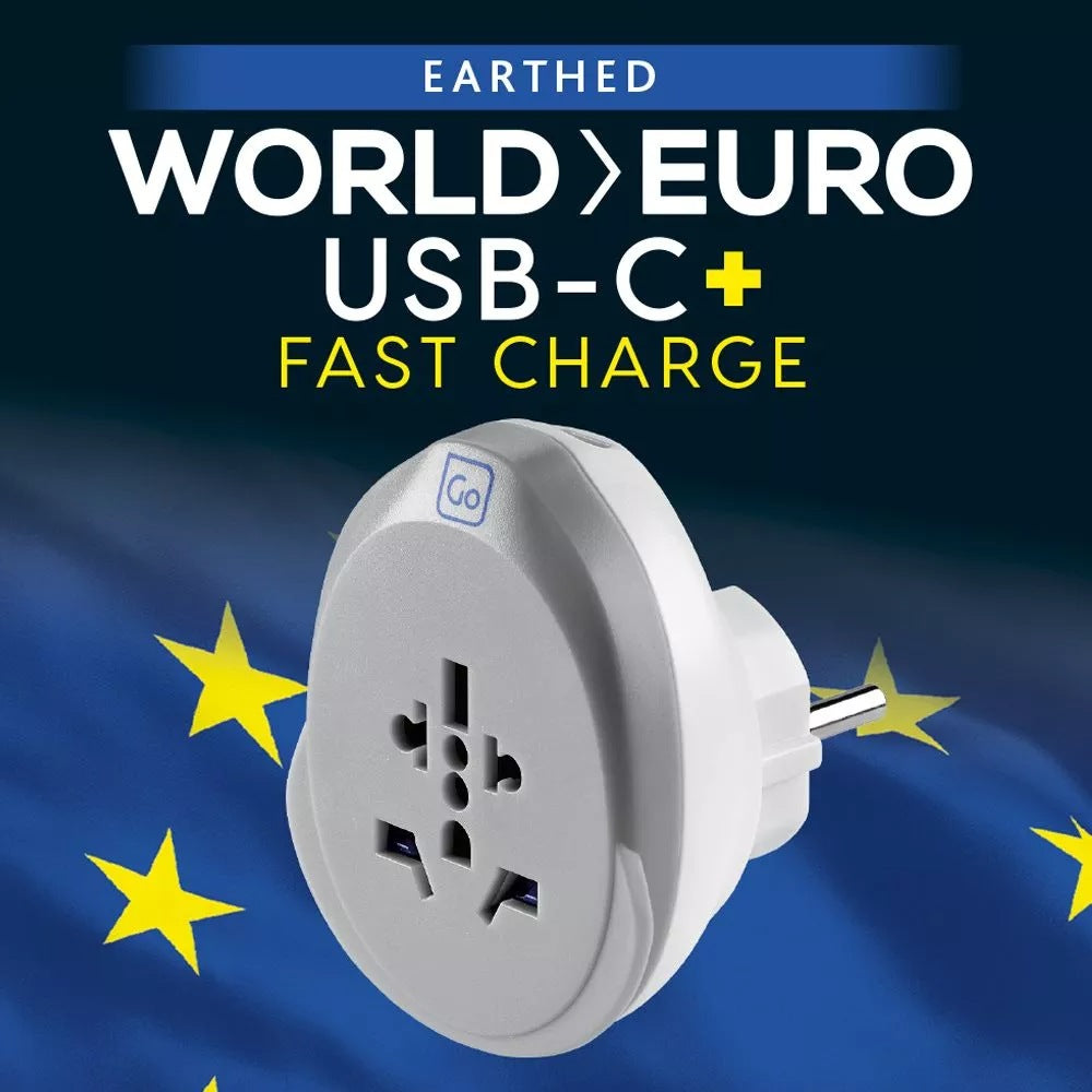 Go Travel, World -EU USB-C Adapter + 25W