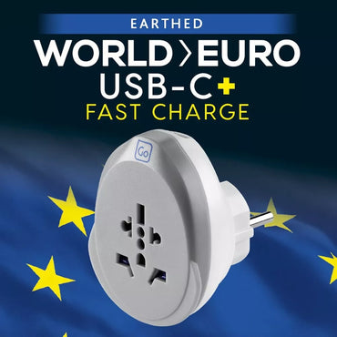 Go Travel, World -EU USB-C Adapter + 25W