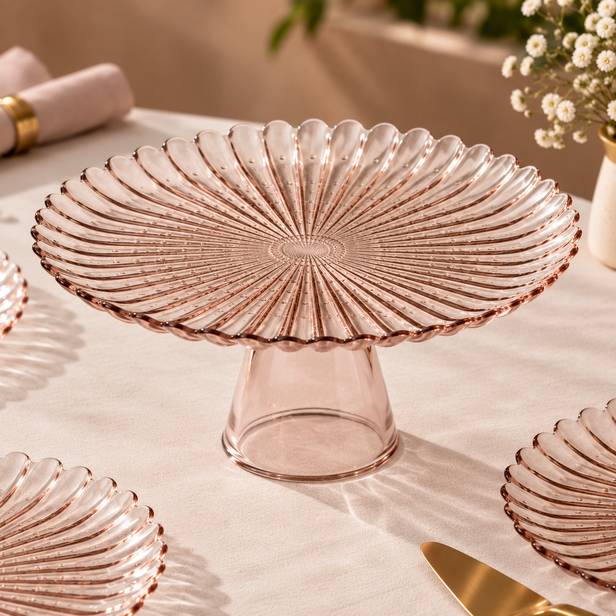 Karaca Emma 7-Piece Glass Cake and Dessert Set | Elegant Serving Set, 153.09.01.6273