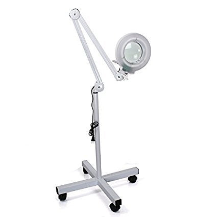 La Perla Tech, Magnifying Lamp 5 Diopter Rolling Floor Stand Adjustable Mag High