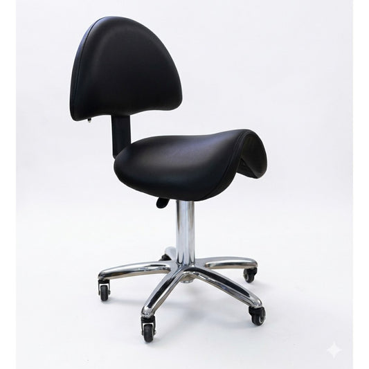 La Perla Tech, Adjustable Salon Rolling Chair Black ? Cushioned Beauty Chair Chrome Base, 6290012144188
