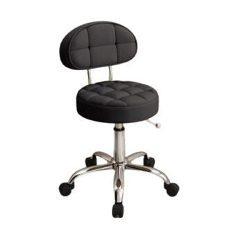 La Perla Tech, Adjustable Salon Rolling Chair Black ? Cushioned Beauty Chair Chrome Base, 62900121551885