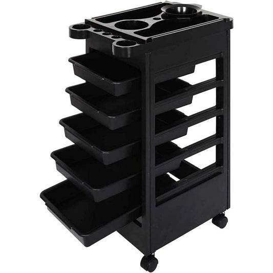 La Perla Tech, 5- Drawer Black Salon -Barber Hairdressing Trolley Storage Trolley, 6414202114085