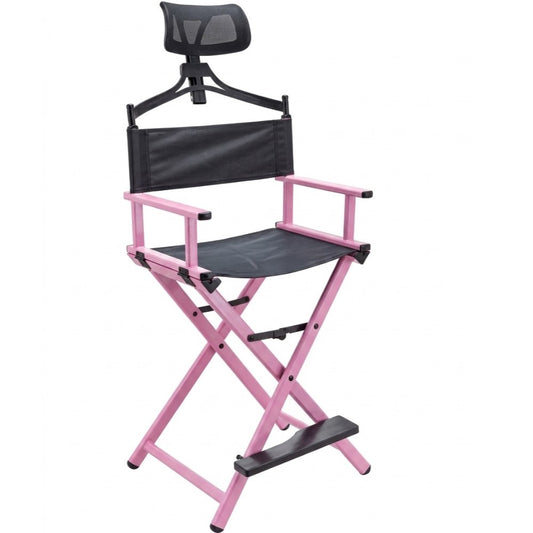 La Perla Tech, Folding Directors Chair, Portable Aluminum Makeup Artist Chair With Headrest For Studio And Outdoor Use, Available in Different Colors