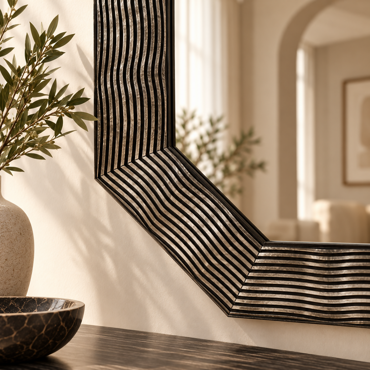 Noir Octagonal Statement Wall Mirror | QC5198