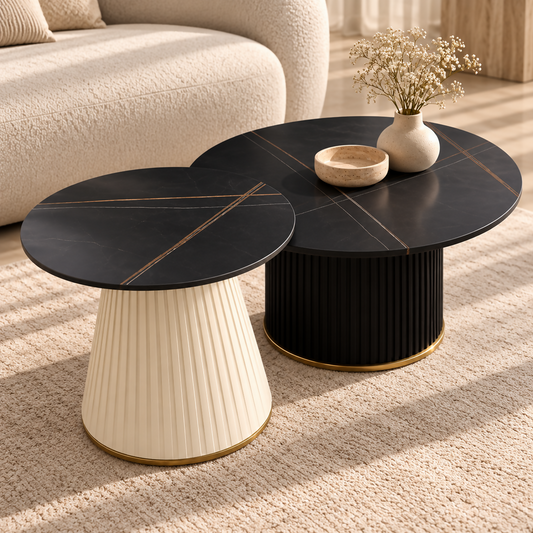 Noir Duo Sculptural Coffee Table Set – 2 Pieces | XS31-38