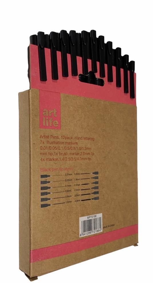 Memoris Precious, Fineliner Pens MP72186 set of 12 different types of pen heads