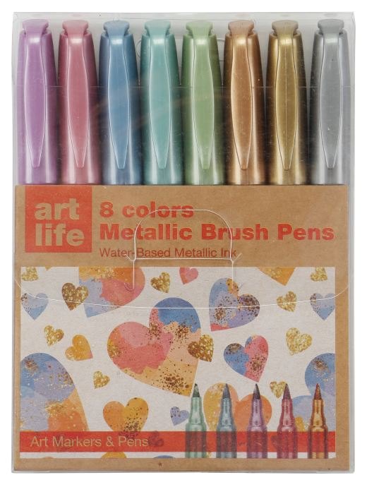 Memoris Precious, Metallic Brush Pen 1-4mm MP72194 pack of 8 colors