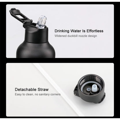 Uzspace Stainless Steel Water Bottle With Straw Lid 1100Ml #4206 Black , 6955482343937